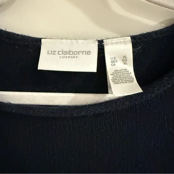 Vintage Liz Claiborne Anchor Nautical Knit Pullover Sweater-Navy Blue - Picture 3 of 12
